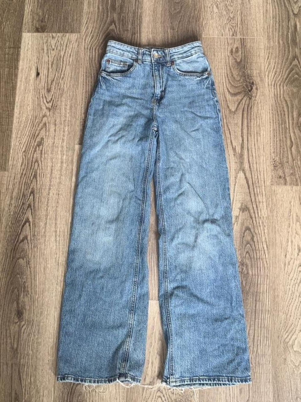 H&M Light Blue High-Rise Wide Leg Jeans